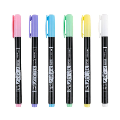 Tombow - Fudenosuke Pastel Calligraphy Brush Pens - Set of 6