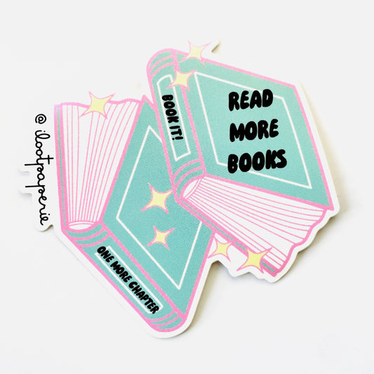 ILOOTPAPERIE - Sticker Set of 3 - Retro Read More Books Sticker