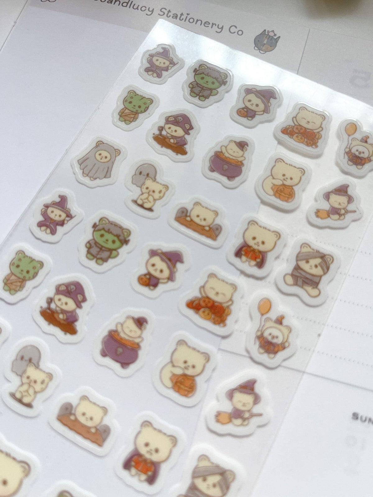 Kuboandlucy Stationery Co - Sticker Sheet - Halloween Bears