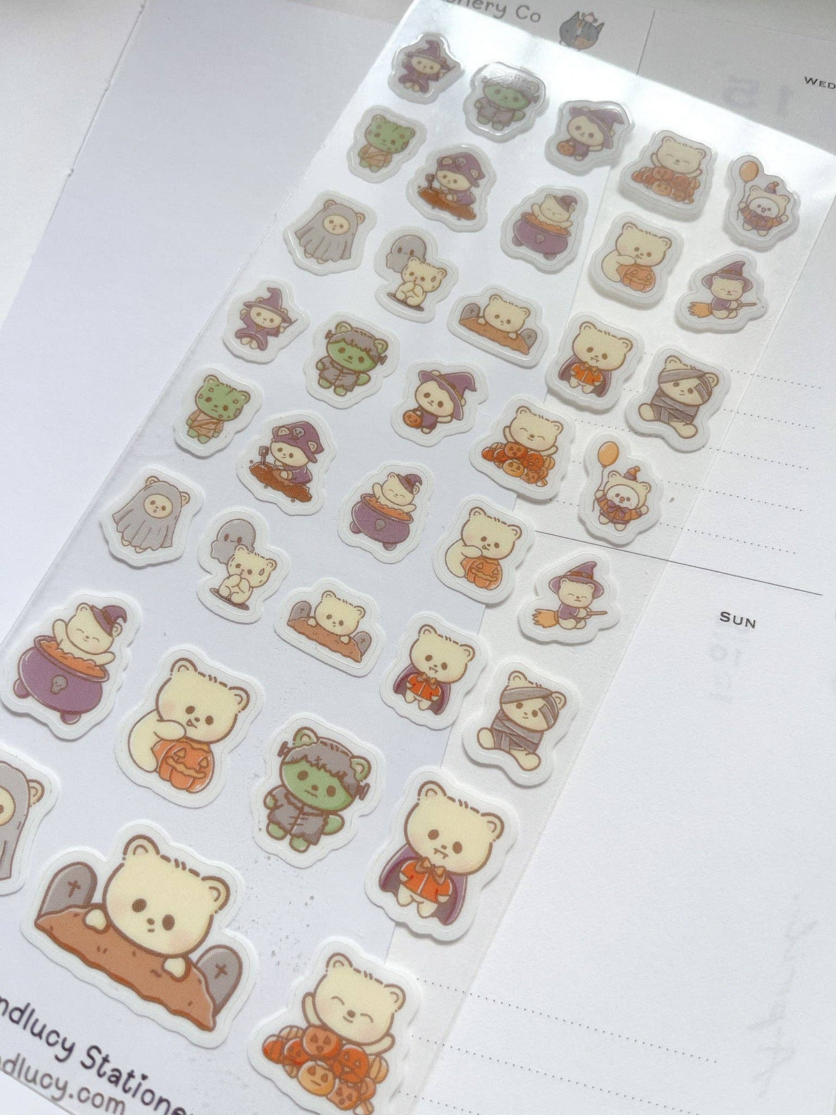 Kuboandlucy Stationery Co - Sticker Sheet - Halloween Bears