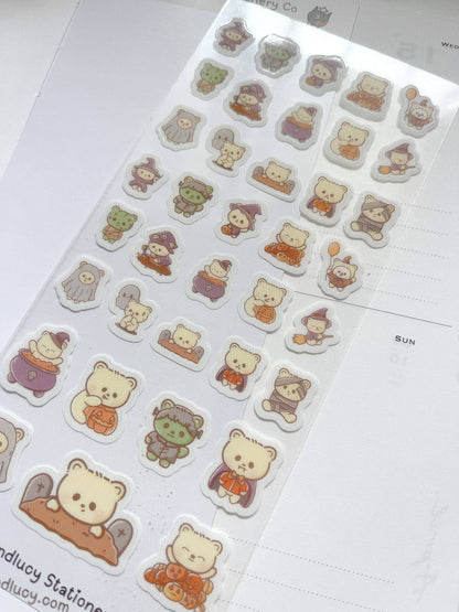 Kuboandlucy Stationery Co - Sticker Sheet - Halloween Bears