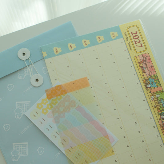 2jingis2jing - 2027 Illustrated 365-Day A2 Wall Calendar & Sticker Pack