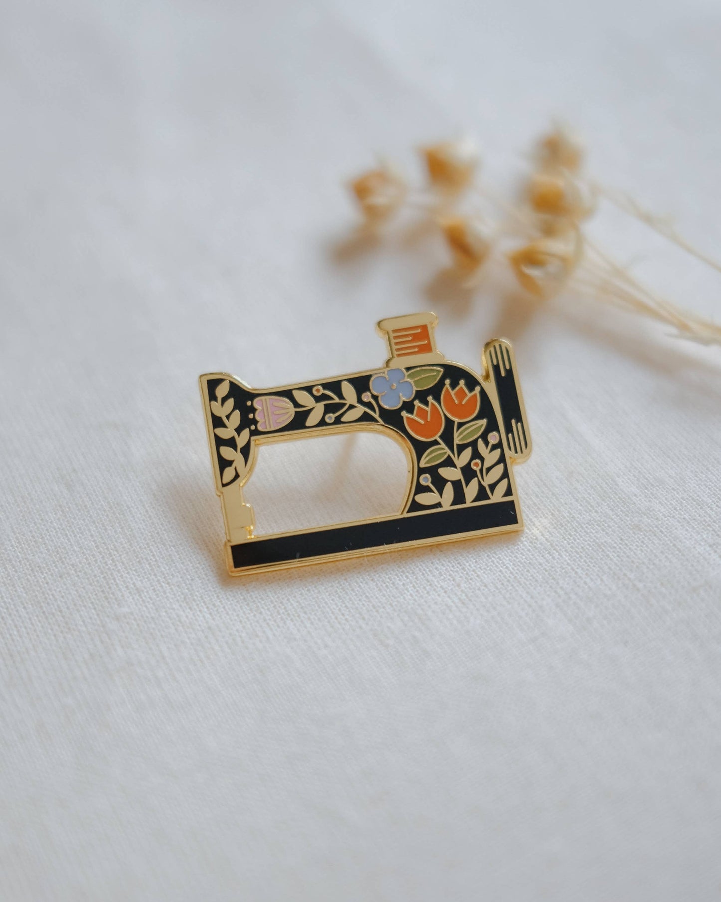 Justine Gilbuena - Enamel Pin - Black Sewing Machine