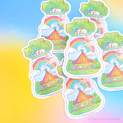 Cheery Human Studios - Vinyl Sticker - Tiny Worlds + Cats: Carousel