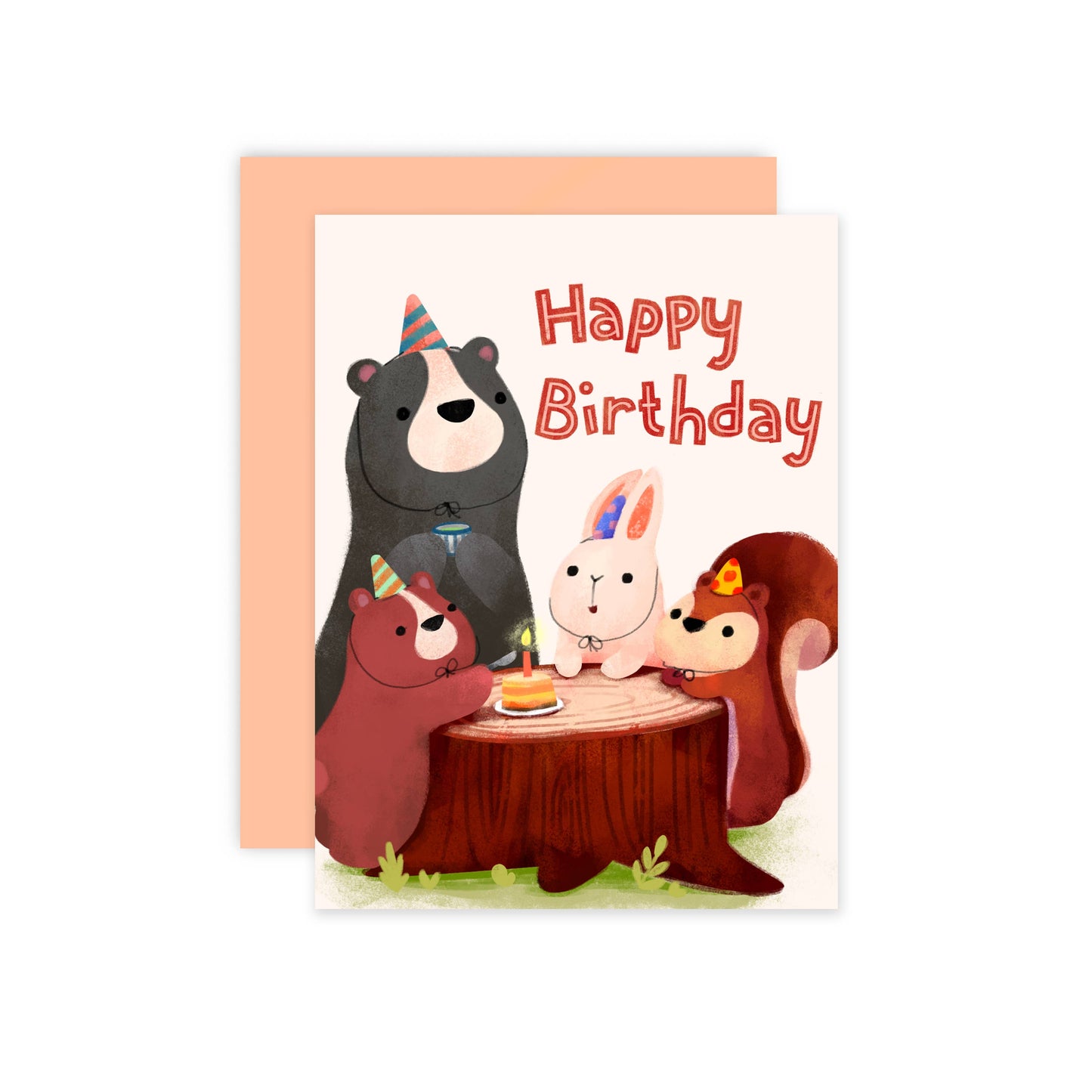 The Little Red House - Greeting Card - Forest Animals Birthday