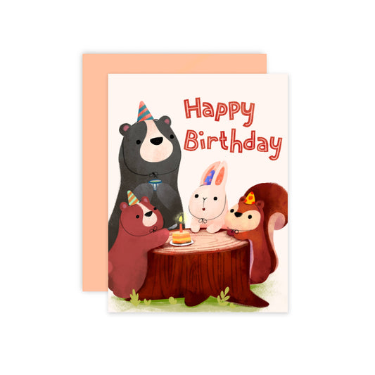 The Little Red House - Greeting Card - Forest Animals Birthday