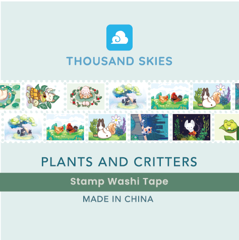 Thousand Skies - Stamp Washi Tape - Plants and Critters