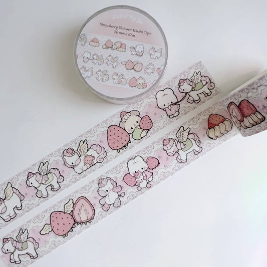 Atelier By Jo - Strawberries and Cream Unicorn Washi Tape