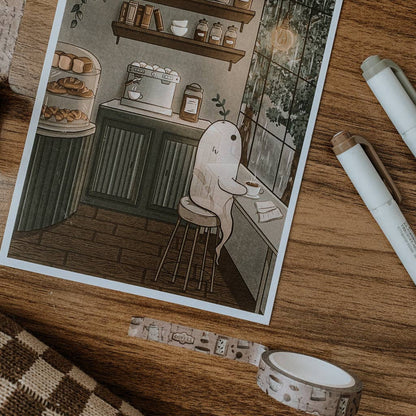 Savannah Scribbles Shop - Art Print - Ghost at the Café