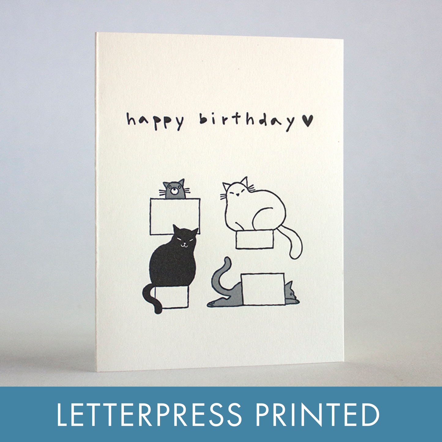 Egg Press Manufacturing - Fugu Fugu Letterpress Greeting Card - Cat Boxes Birthday