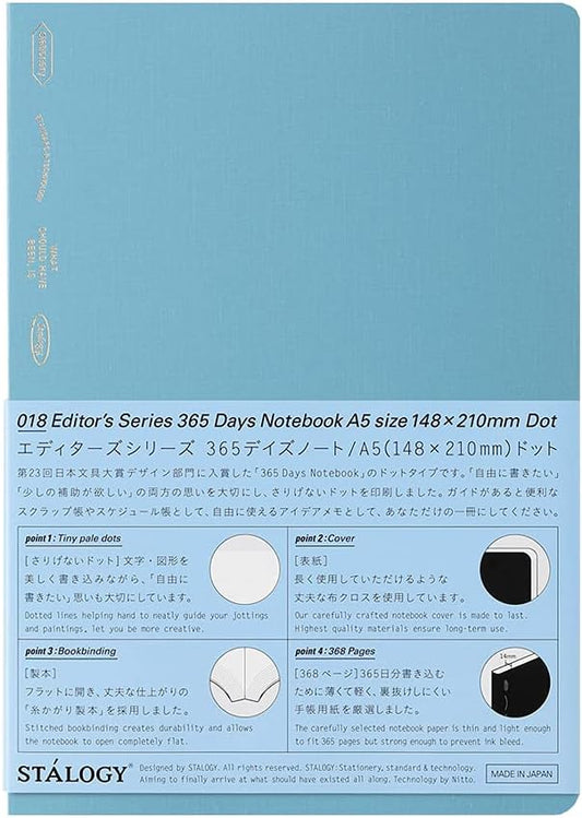 Stalogy 365Days Notebook - Dotted A5 Blue