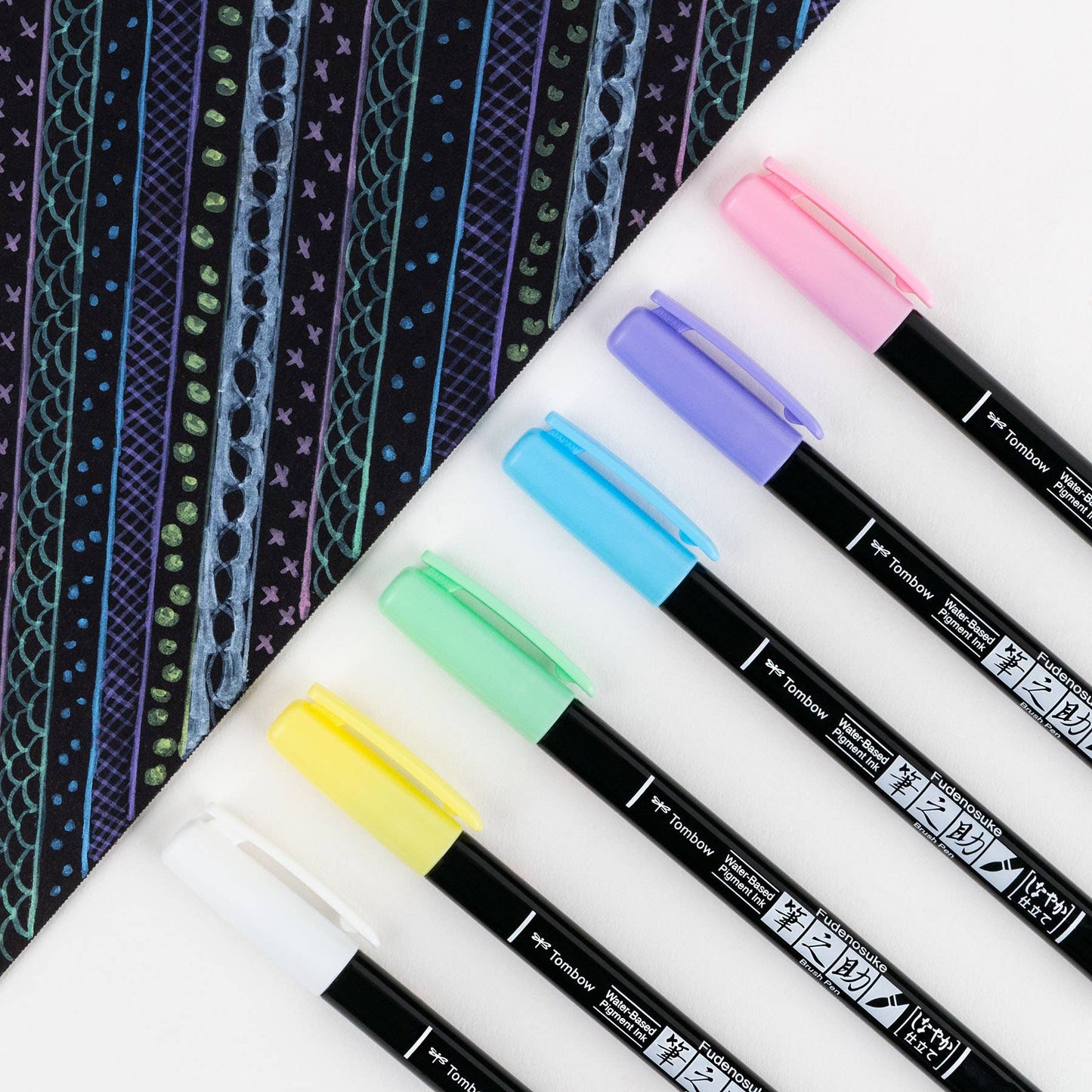 Tombow - Fudenosuke Pastel Calligraphy Brush Pens - Set of 6