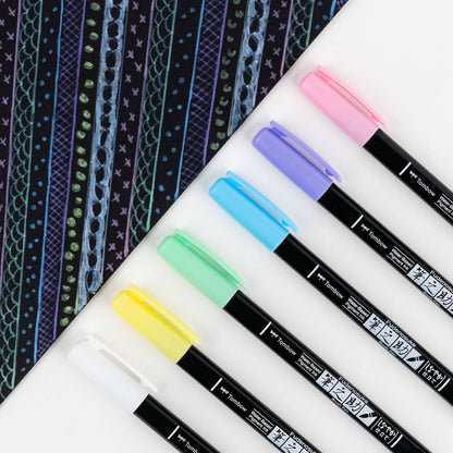 Tombow - Fudenosuke Pastel Calligraphy Brush Pens - Set of 6