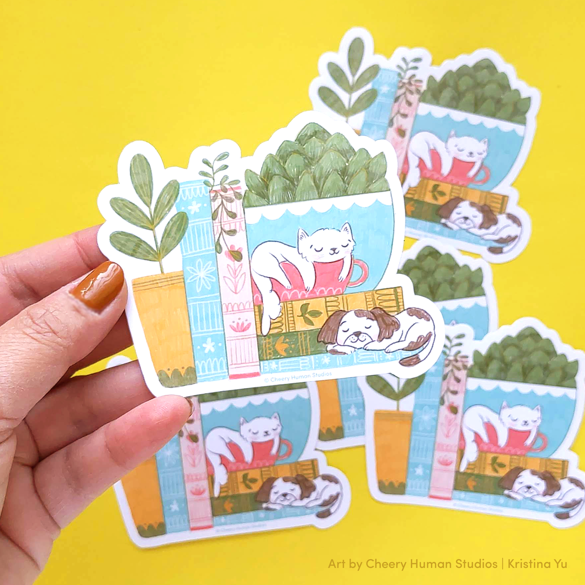 Cheery Human Studios - Cozy Cat & Dog Friends Vinyl Sticker