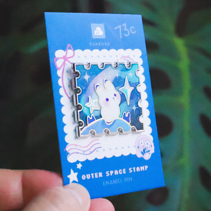 Thousand Skies - Enamel Pin - Rabbit in Outerspace Stamp