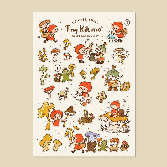 Tiny Kikimo - Sticker Sheet - Mushroom Harvest