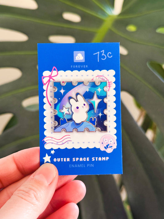 Thousand Skies - Enamel Pin - Rabbit in Outerspace Stamp