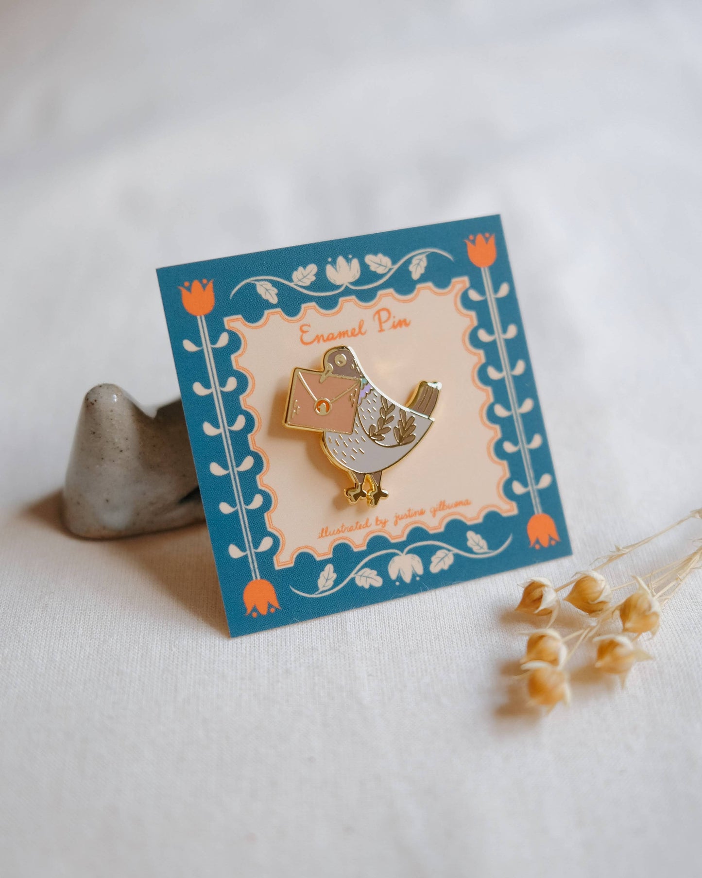 Justine Gilbuena - Enamel Pin - Pigeon Snail Mail