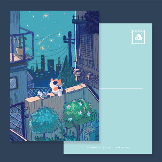 Thousand Skies - Midnight Kitten Postcard