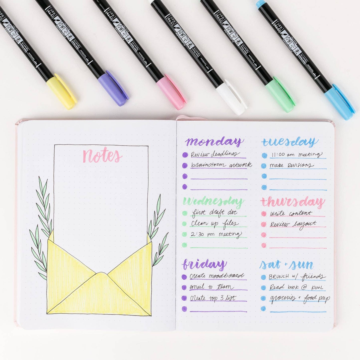 Tombow - Fudenosuke Pastel Calligraphy Brush Pens - Set of 6