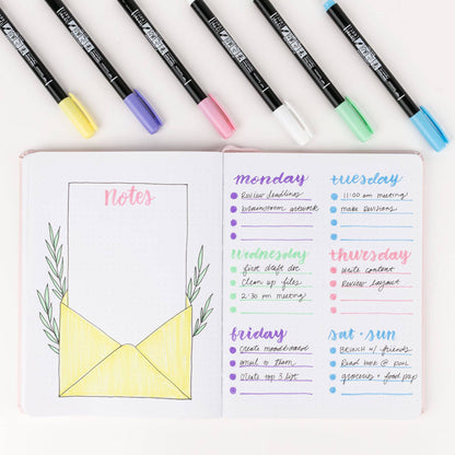 Tombow - Fudenosuke Pastel Calligraphy Brush Pens - Set of 6