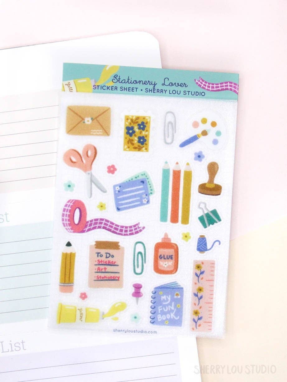 Sherry Lou Studio - Mini Sticker Sheet - Stationery Lover