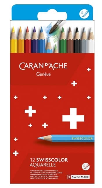 Caran d'Ache - Swisscolor Water-Soluble Color Pencils, Box of 12