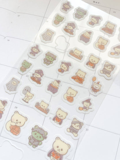 Kuboandlucy Stationery Co - Sticker Sheet - Halloween Bears
