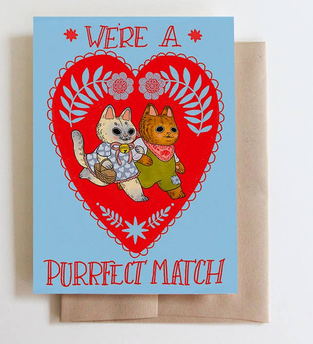 Marika Paz Illustration - We're A Purrfect Match Card