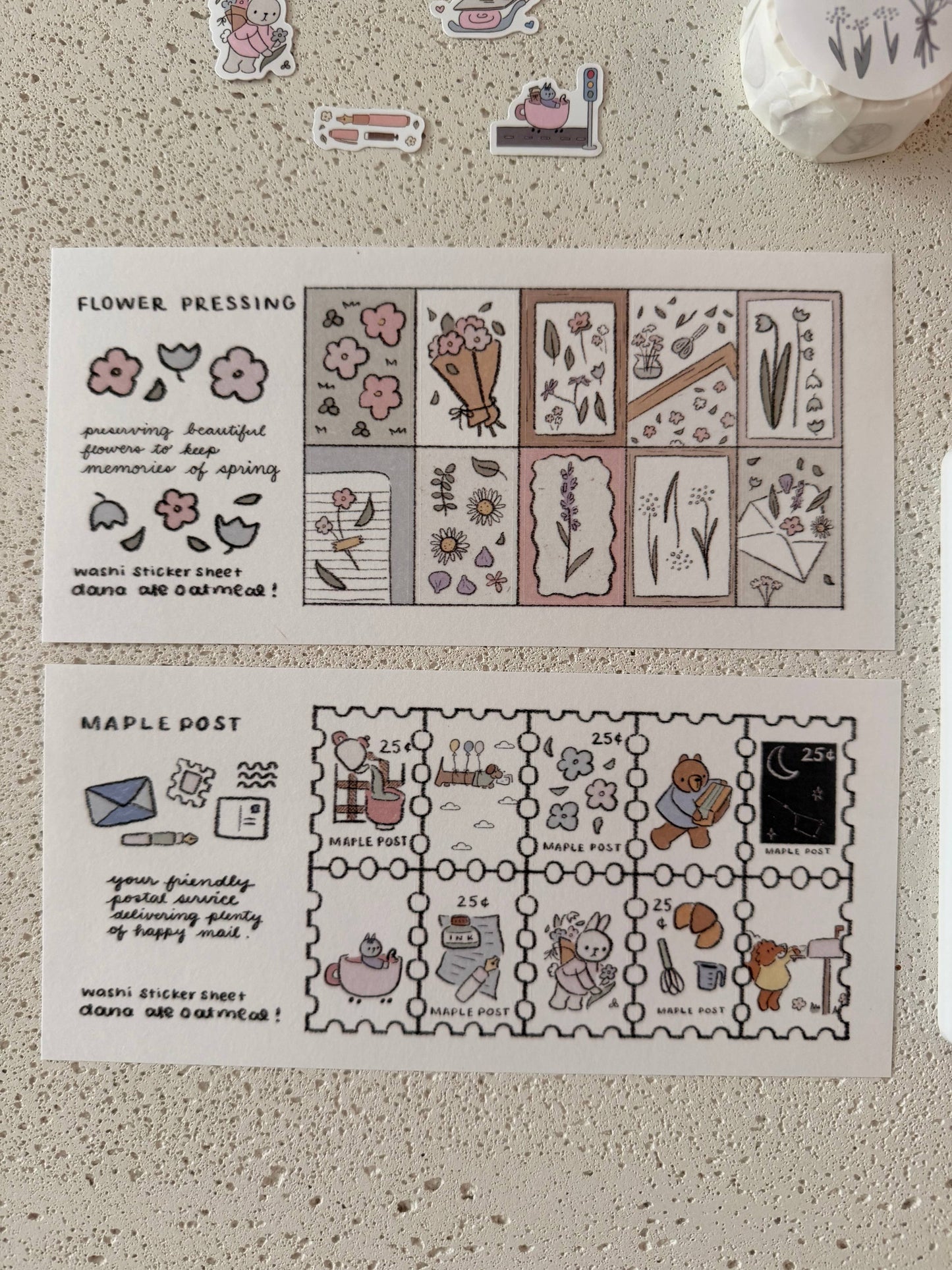 dana ate oatmeal! - Flower Pressing Washi Sticker Sheet