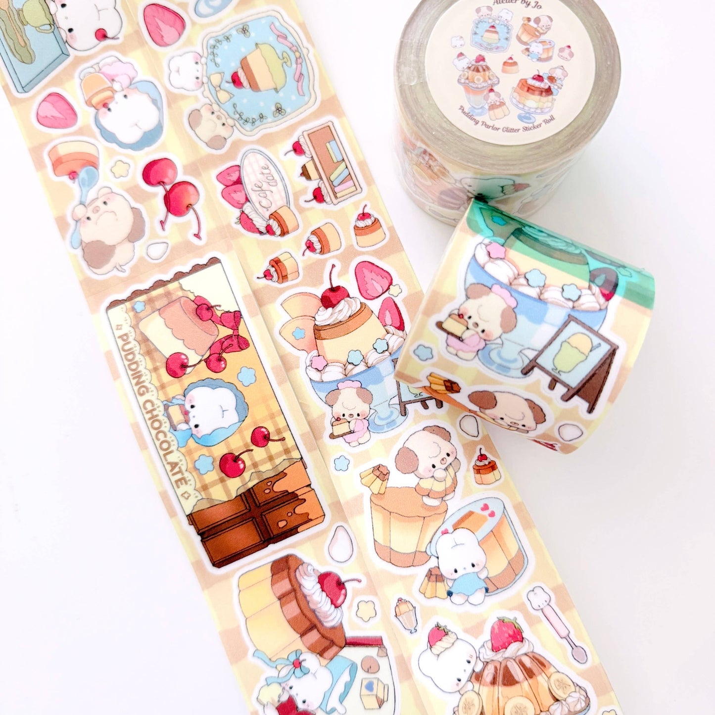 Atelier by Jo - Illustrative Glitter Sticker Roll - Pudding