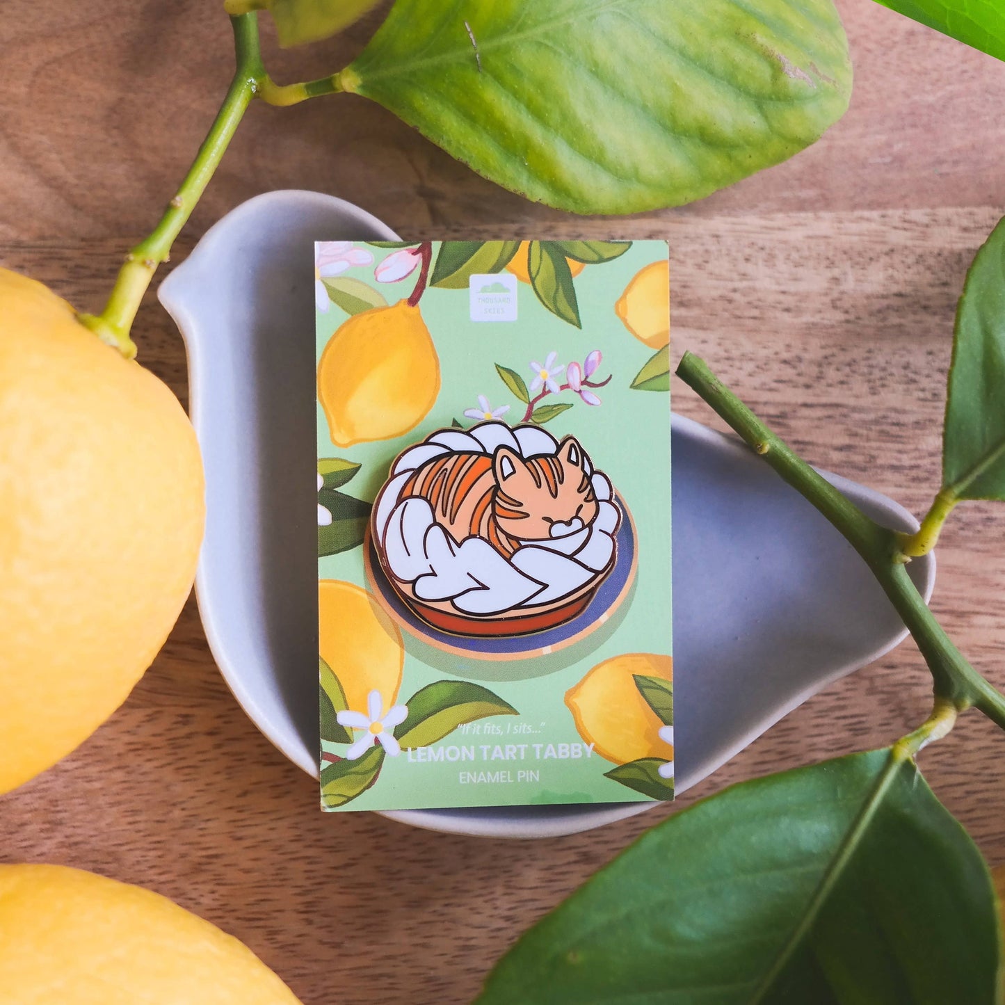 Thousand Skies - Enamel Pin - Lemon Tart Tabby Cat - Orange