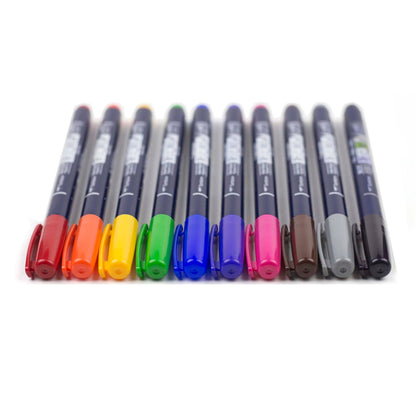 Tombow - Fudenosuke Colors Calligraphy Brush Pens - Set of 10