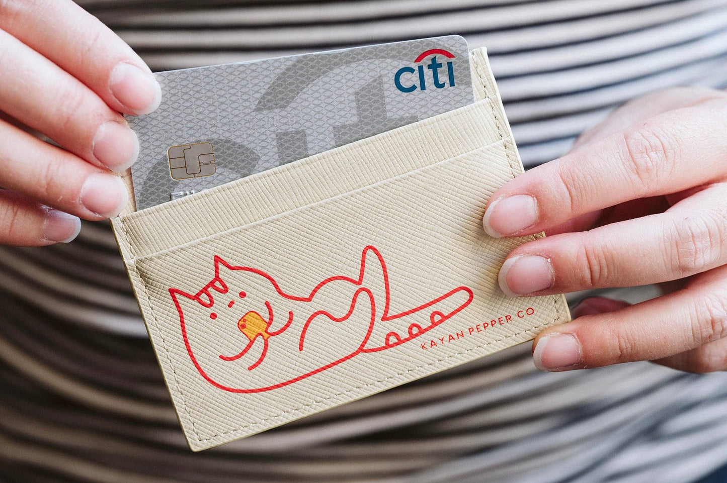 Kayan Pepper Co. - Doom Scrolling Cat - Saffiano Leather Card Holder