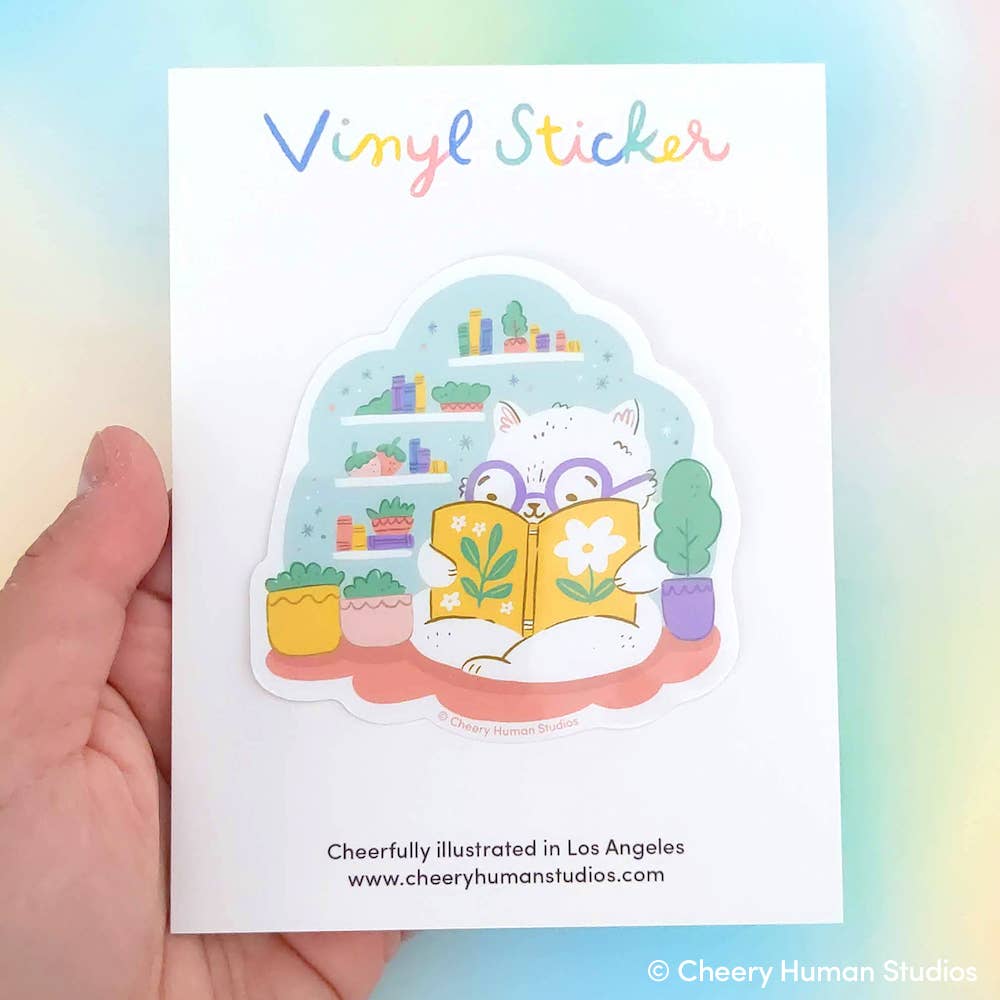 Cheery Human Studios - Reading Nook Cat Vinyl Sticker