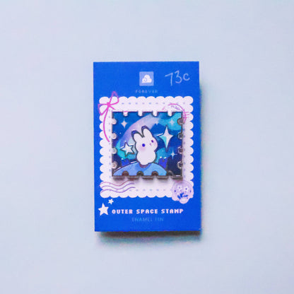 Thousand Skies - Enamel Pin - Rabbit in Outerspace Stamp
