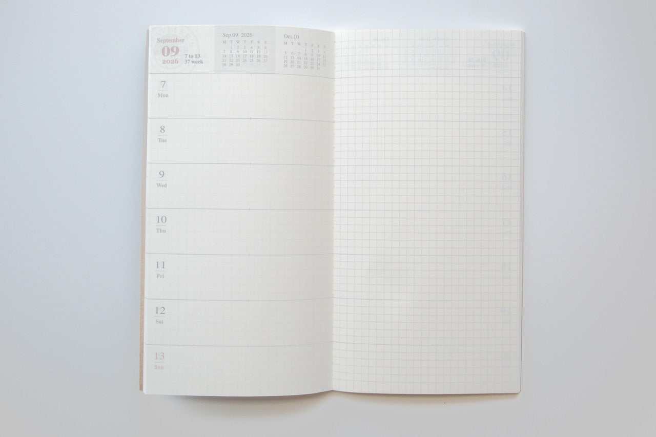 TRAVELER'S Regular Size Refill - 2026 Weekly + Memo Second Half