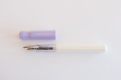 Kakuno Fountain Pen - Fine Nib, White Barrel/Purple Cap