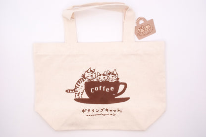 Pottering Cat - Small Canvas Bag - Coffee