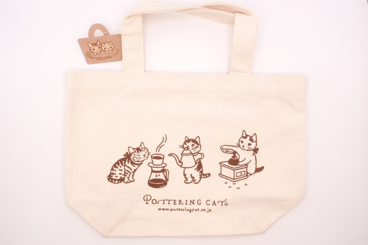 Pottering Cat - Small Canvas Bag - Coffee