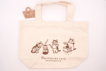Pottering Cat - Small Canvas Bag - Coffee