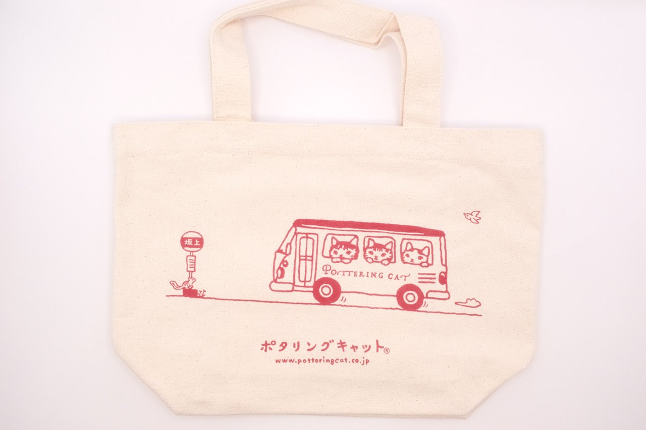 Pottering Cat - Small Canvas Cotton Bag - Leisurely Bus
