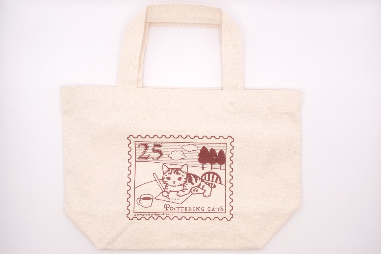 Pottering Cat - Small Canvas Cotton Bag - Stamp
