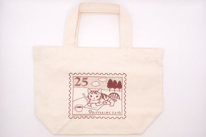 Pottering Cat - Small Canvas Cotton Bag - Stamp