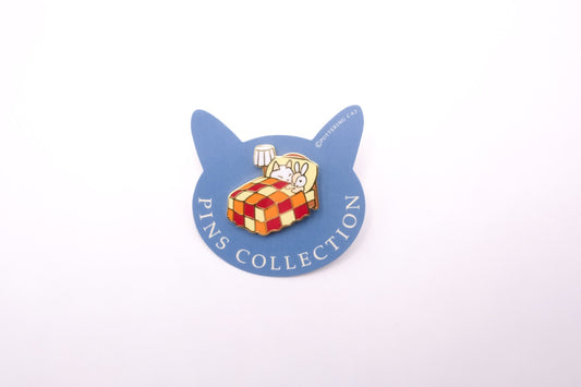 Pottering Cat - Enamel Pin - Bed