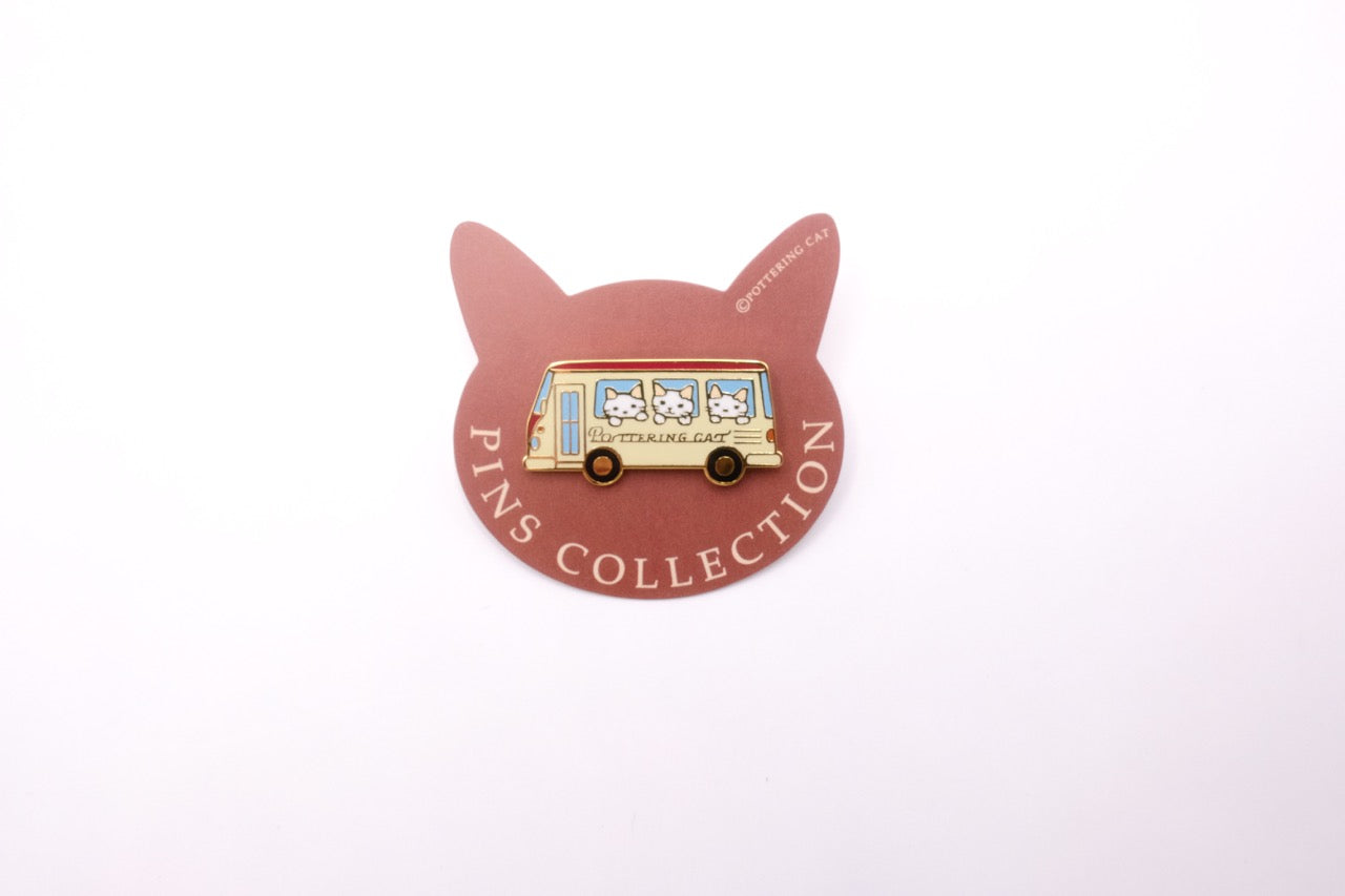 Pottering Cat - Enamel Pin - Bus