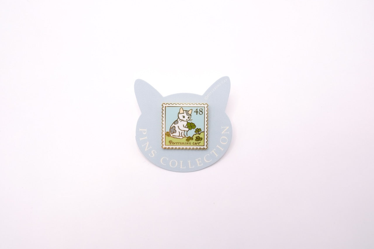 Pottering Cat - Enamel Pin - Clover