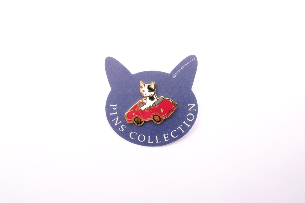 Pottering Cat - Enamel Pin - Car