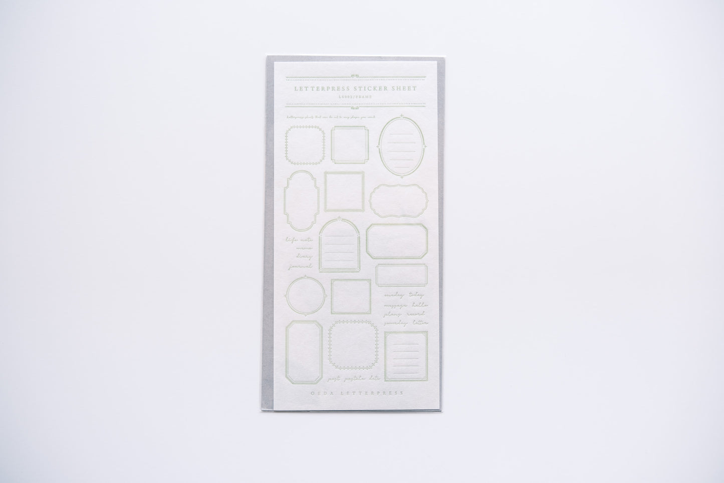 Oeda Letterpress Sticker Sheet - Light Green Frames