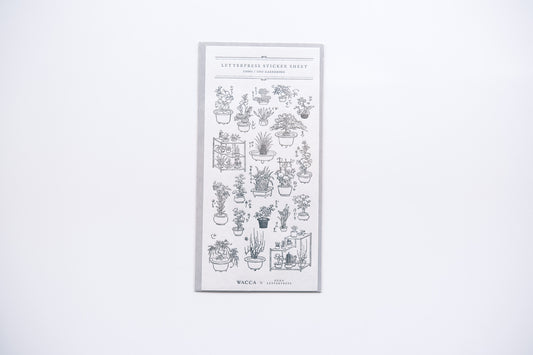 Oeda Letterpress Sticker Sheet - Edo Gardening - Ink Black